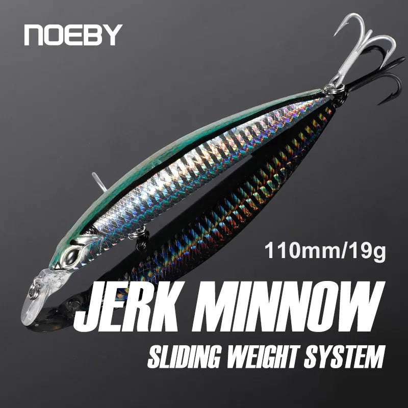 Fishing bait drying tray-NOEBY Jerkbait Minnow Fishing Lure 110mm 19g Sinking Wobblers Sliding Weight System Artificial Bait for Sea Bass Fishing Lures