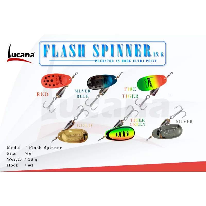 Fishing line braid clamp-Lucana Predators 4x Flash Spinner 18g