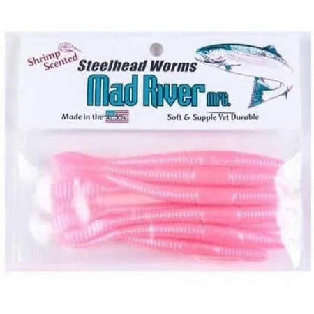 Fishing tackle portable tray-Mad River Steelhead Worms | Pink Pearl; 3 in.