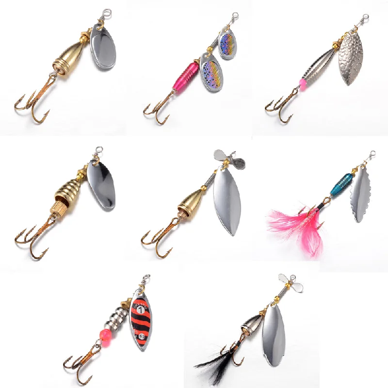 Fishing hook tension clamp-1 pcs Fishing Spoon Hard Bait Mepps Lure Artificial Jig Vissen Tackle Spinner Fishing Lures With Knife-edged Treble Hooks