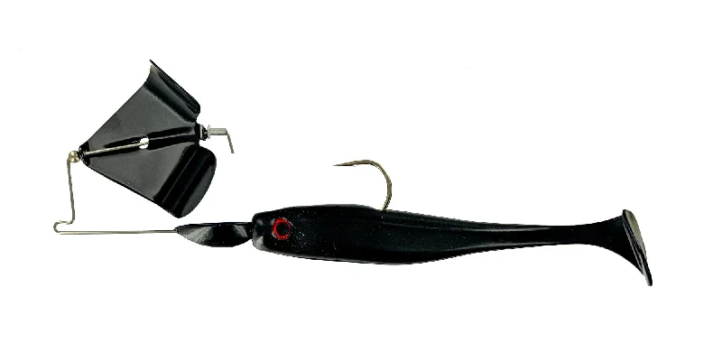 Fishing line twist clamp-Big Bite Suicide Shad Buzzbait 1/4oz w/spare Black Blade/Black