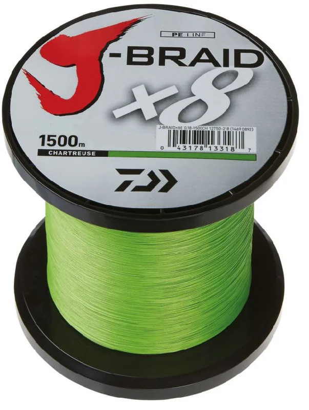 Fishing tackle waterproof case-NEW DAIWA J-BRAID X8 FISHING LINE BULK 1500m SPOOL CHARTREUSE 29lb 0.20mm