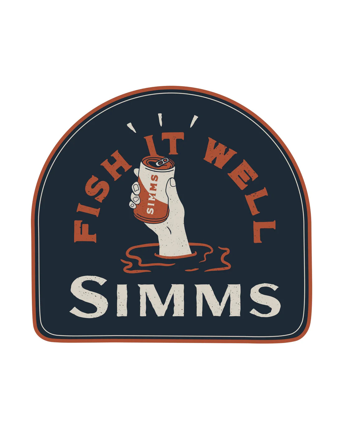 Fishing hook alignment case-Simms FIW Beer Sticker