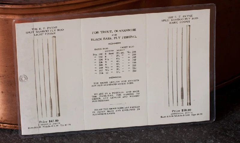 Fishing reel line tray-Payne Rod Co. Catalog Brochure