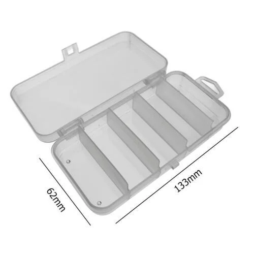 Fishing hook bending clamp-Tackle Box - 5pc Compartment Storage Container [133mm x 62mm x 25mm]