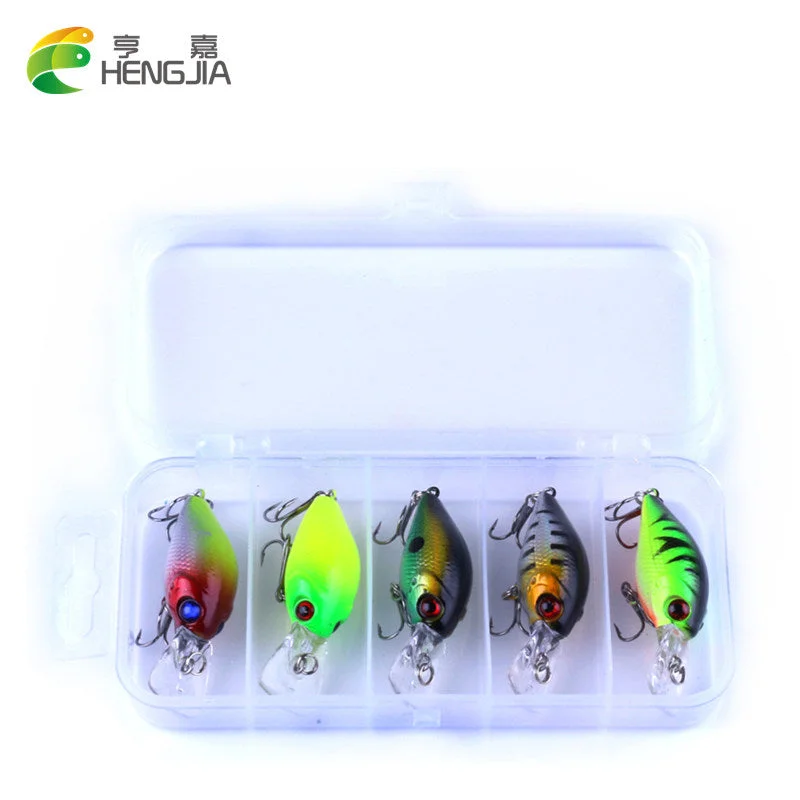 Fishing tackle utility clamp-HENGJIA 5pc 4.2g Fishing Lure Kit Minnow floating Lure Isca Crankbait Bait Pesca Jig Fishing Hook Set With Fishing Tackle Box