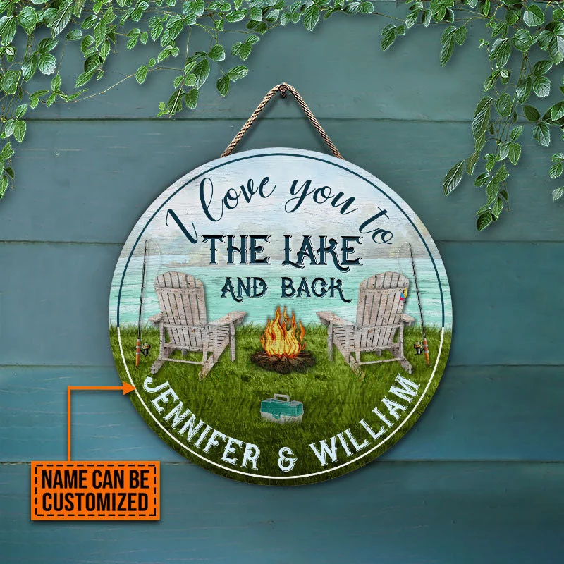 Fishing hook crimp clamp-Personalized Fishing I Love You To The Lake Customized Wood Circle Sign