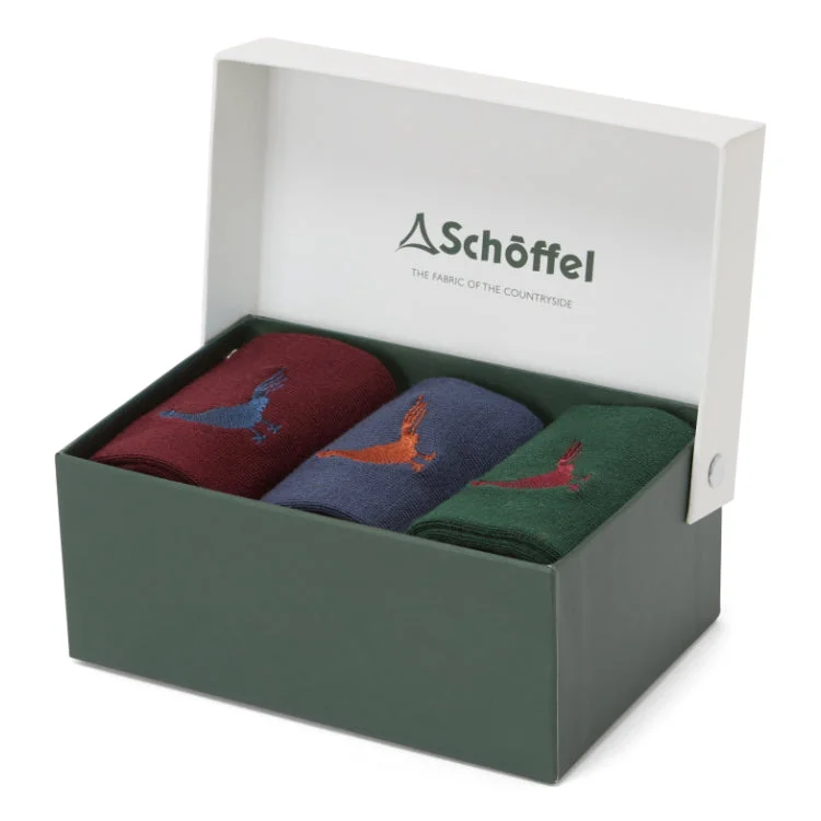 Fishing hook alignment tray-Schoffel Bamboo Socks Boxed - Pack of 3 Rust Pheasant Print