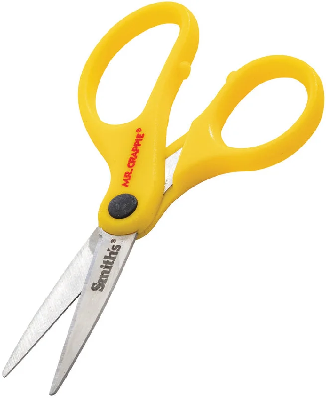 Fishing pliers with cord-Smith's Sharpeners Mr. Crappie Yellow ABS 5.5" Stainless Line Scissors 51168