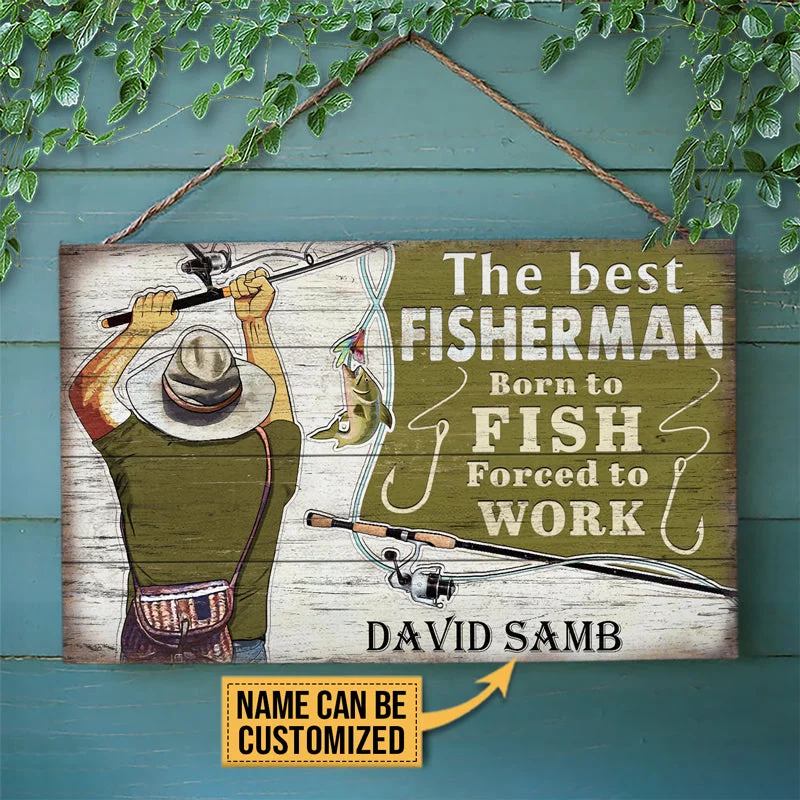 Fishing bait sealing clamp-Personalized Fishing The Best Fisherman Customized Wood Rectangle Sign