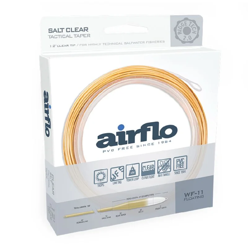 Fishing reel tension case-Airflo Ridge 2.0 Flats Tactical Clear Tip Fly Line