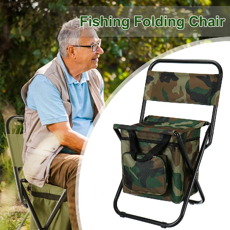 Fishing reel spool case-Folding Fishing Chair Backpack Insulation with Cooler Bag Portable Folding Beach Chair Seat Camping Chairs Folding Stool Chair