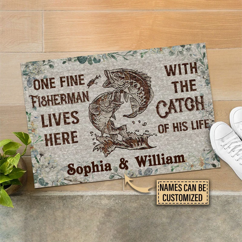 Fishing tackle waterproof case-Personalized Fishing The Catch Of His Life Custom Doormat