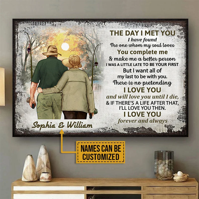 Fishing bait dispensing bag-Personalized Fishing Old Couple The Day I Met Custom Poster