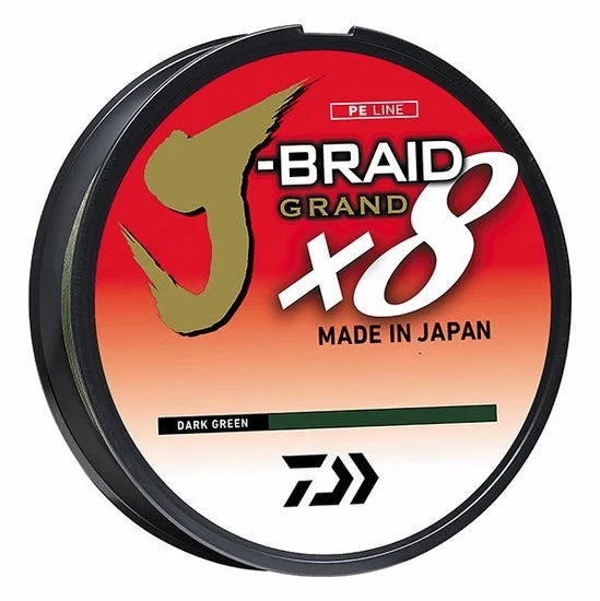 Fishing line splice clamp-J-BRAID GRAND 8X 300yds DARK GREEN 65lb