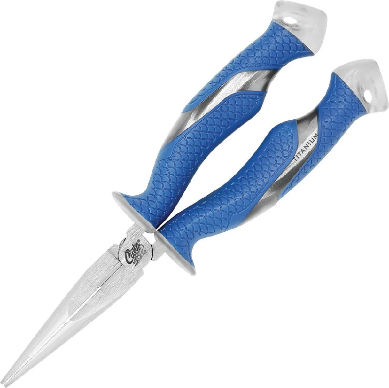 Fishing bait drying clamp-Camillus Cuda Blue Titanium Bonded High Carbon Steel Needlenose Pliers 18828