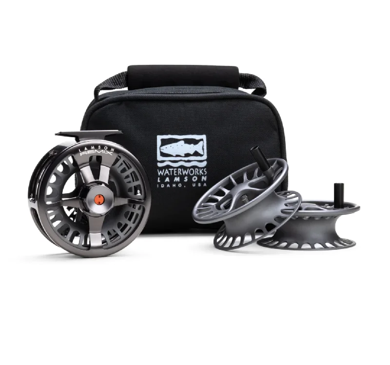 Fishing rod portable stand-Lamson Remix S-Series HD Fly Reel 3 Pack