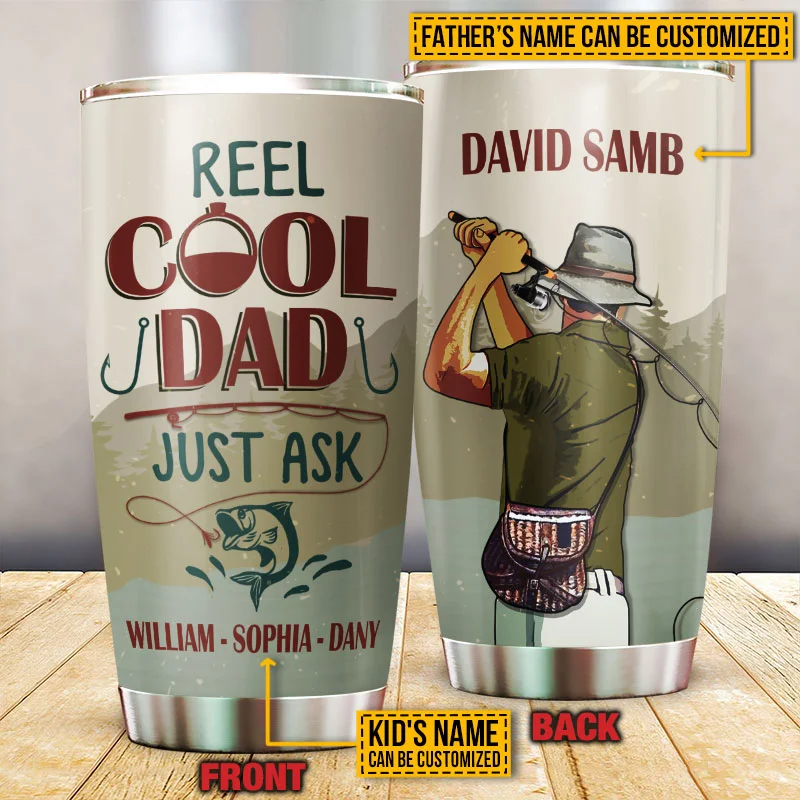 Fishing reel tension balancer-Personalized Fishing Reel Cool Dad Customized Tumbler