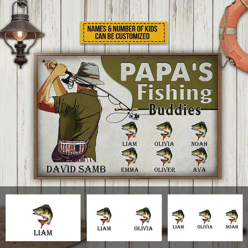 Fishing reel line balancer-Personalized Fishing Papa's Fishing Buddies Customized Poster