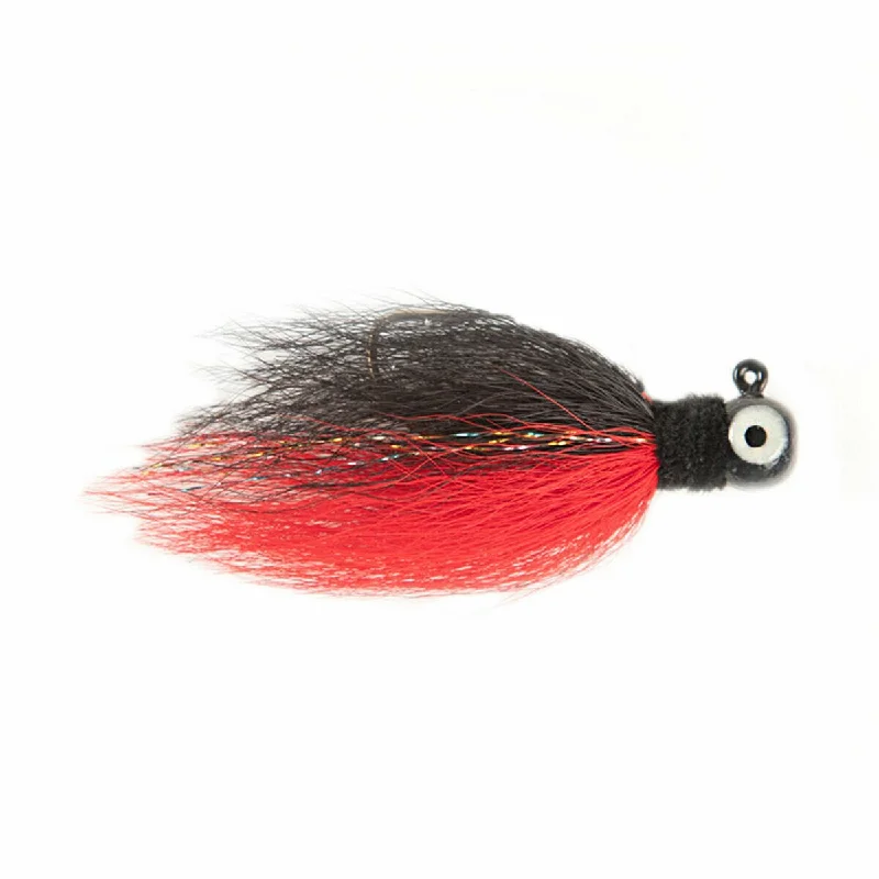 Fishing bait shaping case-Mack's Lure Rock Dancer Bucktail Jig 1/4 Oz Black/Red