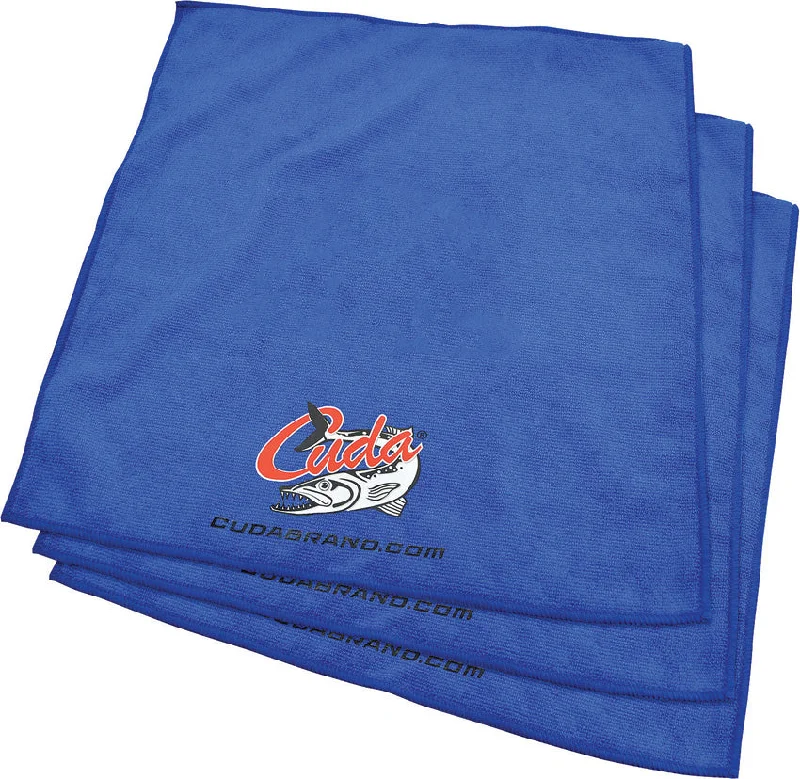 Fishing hook threading tray-Camillus Cuda Fishing Brand 3pc Blue Microfiber Towel Stain/Odor Resistant 18217