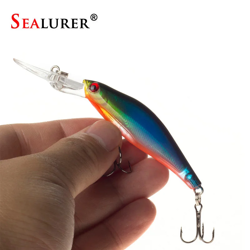 Fishing hook alignment tray-SEALURER 1Pcs  Laser  Wobblers Fishing Tackle 3D Eyes Sinking Minnow Fishing Lure Crankbait 6# hook