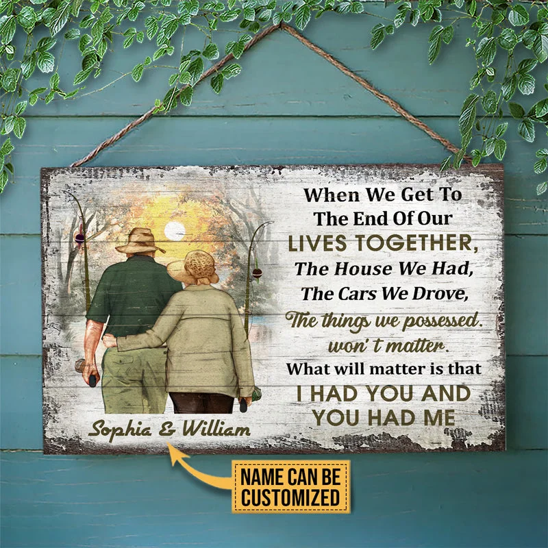 Fishing line knot tray-Personalized Fishing Old Couple When We Get Custom Wood Rectangle Sign