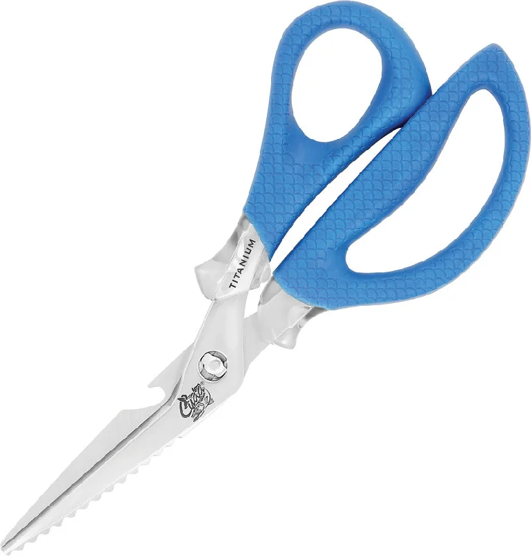 Fishing rod fixed tray-Camillus Cuda Blue Titanium Bonded Micro Serrated Marine Shears 18854