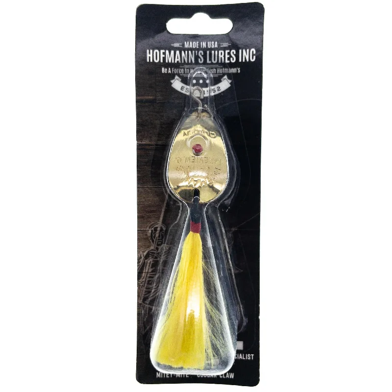 Fishing hook crimp tray-Hofmanns Lures Spinning Queen 1/4 oz. Gold Yellow