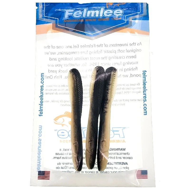 Fishing hook alignment tray-Felmlee Lures Eel 3-1/2" Qty 3 Black/White