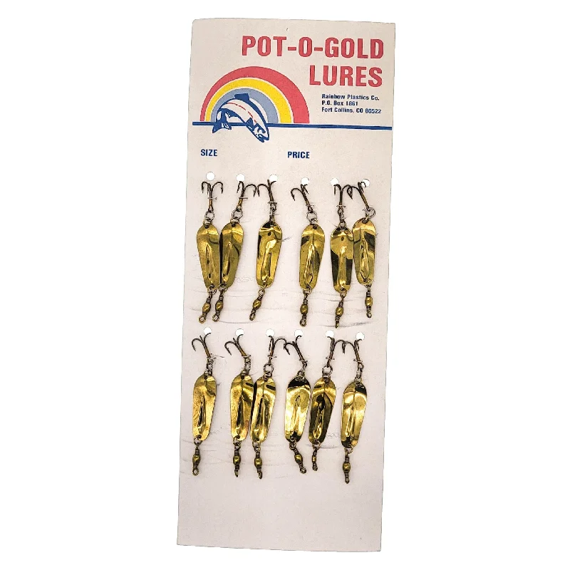 Fishing bait pressing case-Pot-O-Gold Lures Trolling/Casting Spoons 1/8 Oz Qty 12 Card Gold