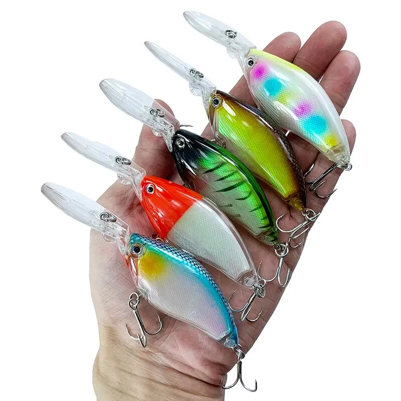 Fishing pliers lanyard design-5pcs 18g High Quality Deep Diving Crank Minnow Crankbait Swimbait Long Tongue Trolling Wobblers Big Fish Fishing Lure Bait Set