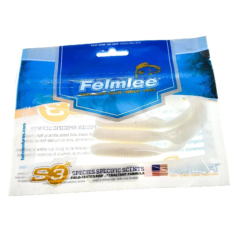 Fishing tackle waterproof case-Felmlee Lures Curly Tail Grub 2" White