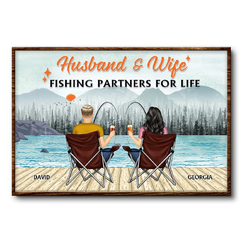 Fishing bait chilling case-Fishing Partners For Life - Gift For Fishing Couple - Personalized Custom Poster