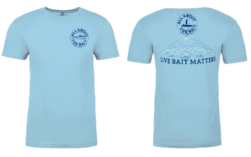 Fishing rod balance clamp-LIVE BAIT MATTERS - Light Blue - SHORT Sleeve Performance Shirt - 100% Polyester- FREE DELIVERY