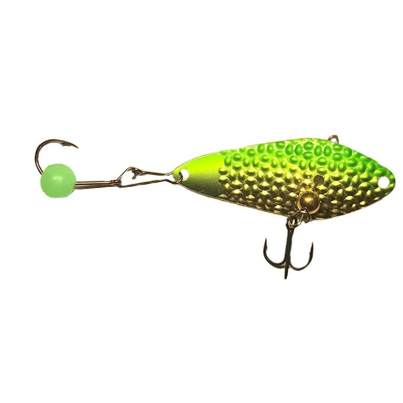 Fishing reel tension clamp-FREEDOM LURES HAMMERED MINNOW SPOON 3/8OZ CHARTREUSE/SILVER