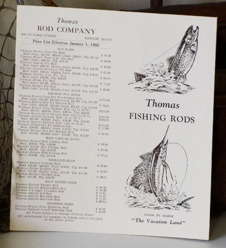 Fishing bait shaping clamp-Thomas, FE - 1955 Rod Catalog