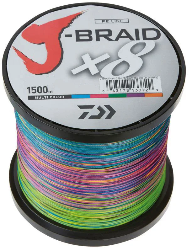 Fishing hook angle case-NEW DAIWA J-BRAID X8 FISHING LINE BULK 1500m SPOOL MULTI COLOUR 40lb 0.24mm