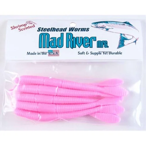 Fishing tackle multi-layer clamp-Mad River Steelhead Worms - 3" - Bubblegum