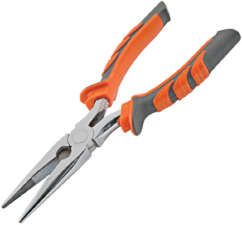 Fishing bait drying clamp-South Bend 8" Gray/Orange Carbon Steel Wire Cutter Long Nose Pliers 110947