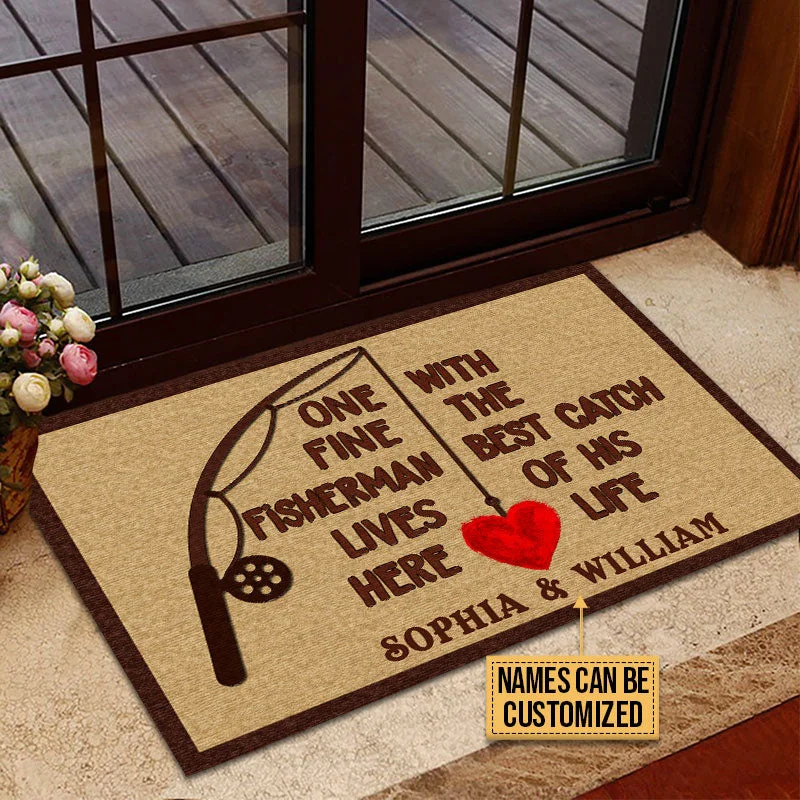 Fishing rod rotating tray-Personalized Fishing One Great Fisherman Custom Doormat