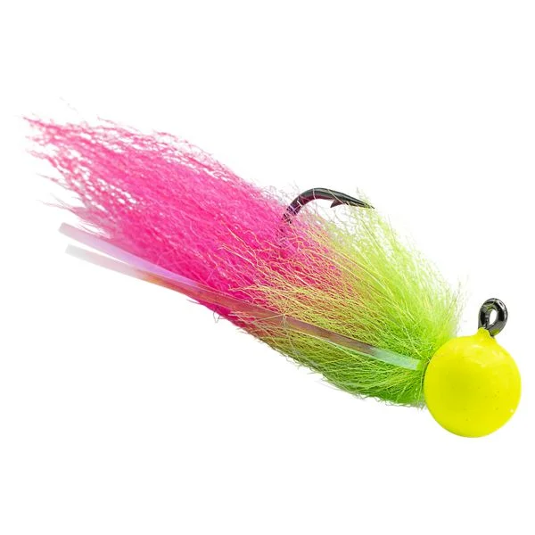 Fishing hook tension case-Mustad Tailout Twitcher Jig  3/4oz  UV Chartruese-Anadro Green Chartruese-Brilliant Pink