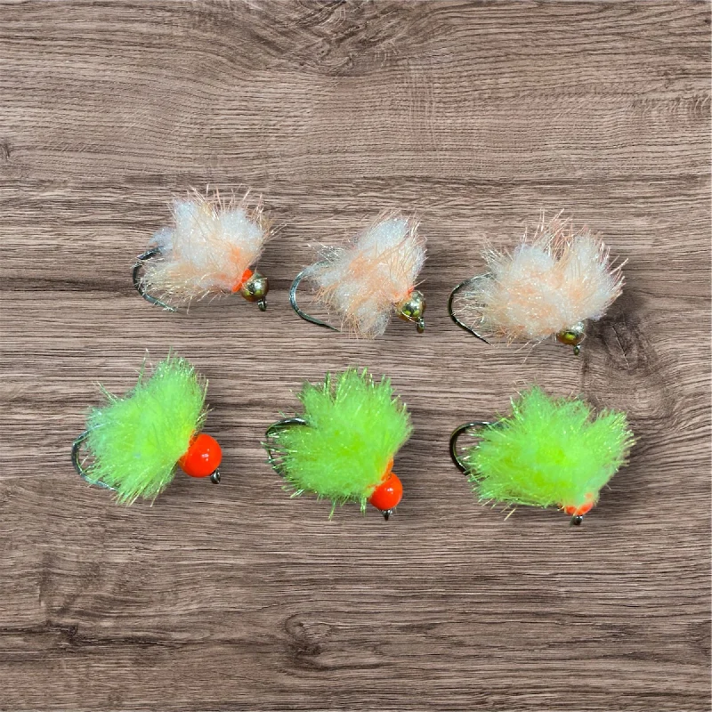 Fishing reel line clamp-Beaded Egg Fly - 6 Pack