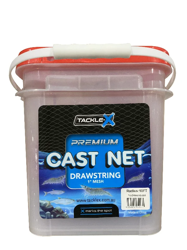 Fishing hook crimp tray-Tackle-X Premium Cast Net Drawstring 1in 10ft