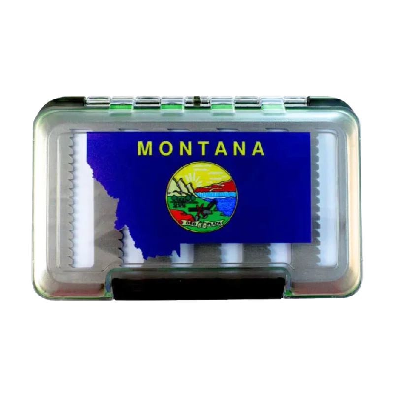 Fishing hook angle case-MFC Waterproof Fly Box - Montana State Flag