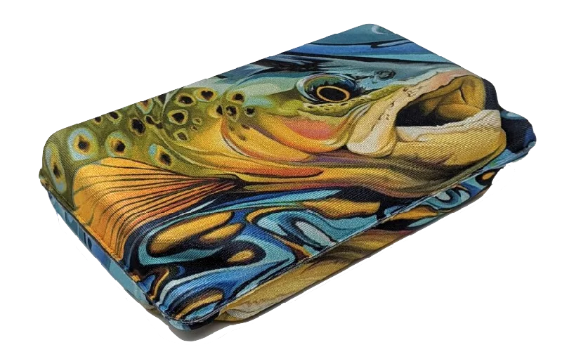 Fishing tackle multi-layer pouch-Large Lycra Covered Trout Design Fly Box