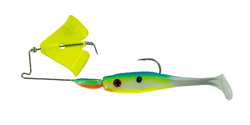 Fishing hook threading case-Big Bite Suicide Shad Buzzbait 3/8oz w/spare Chart Blade/Citrus Shad