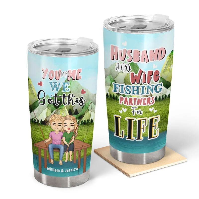 Fishing bait keeper box-Husband And Wife Fishing Partners For Life - Gift for Couples - Personalized Custom Tumbler