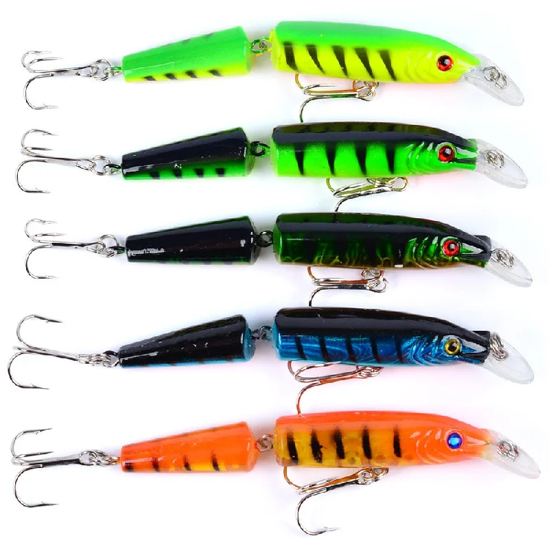 Fishing rod rotating clamp-1Pcs Lifelike Artificial Crankbait Multi Jointed Fishing Lure